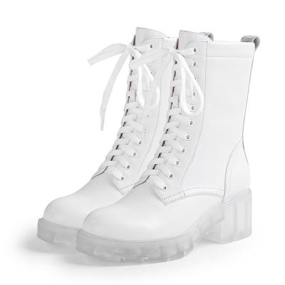 China Women's Western Popular White Transparent Bottom Ankle Boots Short Matte Boots for sale