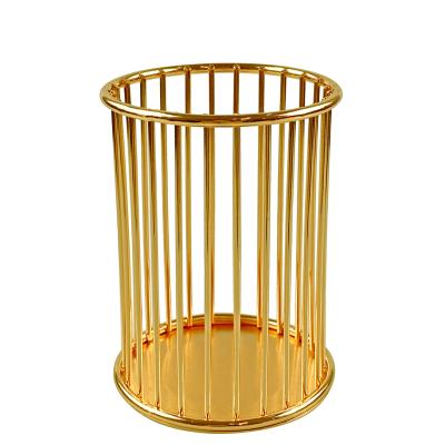 China Viable Foldable Storage Bucket Wire Makeup Brush Storage Electroplating Cylinder for sale