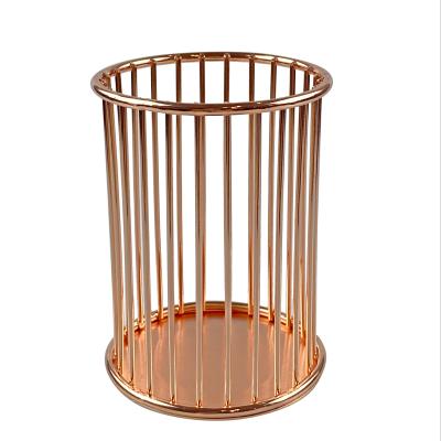 China Viable Wholesale Foldable Wire Makeup Brush Storage Bucket Electroplating Cylinder for sale