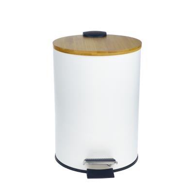 China Large Capacity 3L Lid Cover Sustainable Bamboo Slim Household Trash Bin Indoor Trash Can for sale