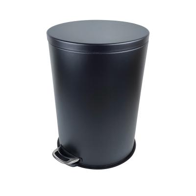 China Factory Direct Sale 3L Matte Black Trash Can Viable Round Lid Large Capacity Flat Trash Can for sale