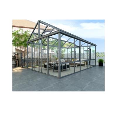 China Customized Modern Customized Aluminum Glass House Solarium Portable Luxury Aluminum Frame Curved Solarium for sale