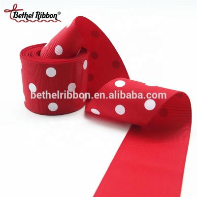 China Wholesale custom double face or single face logo polka dots printed 1.5 inch grosgrain ribbon for sale