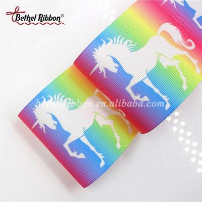 China Double Face Or Single Face 3 Grosgrain 8 Custom Unicorn Printing Strong Ribbon Decorated for sale