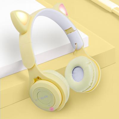 China Private Label Models Tws With Earphone Factory BT Children Kids Cat Ear LED Wireless Headphones Bank ST72M A Latest Style Headset Power Cute Light Earbuds for sale