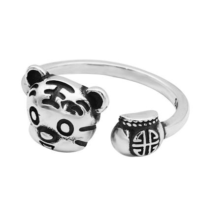 China Retro Tiger Ring 925 Sterling Silver Ring Female Sterling Silver Jewelry Gift Trendy Fashion Temperament for sale