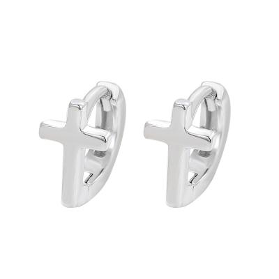 China FASHIONABLE 925 Sterling Silver Silver Cross Earrings Clips Fashion Personality Women's Jewelry Girlfriends Gift for sale