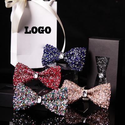 China Wholesale Handmade Rhinestones Crossed Party Diamond Men Bow Tie for sale