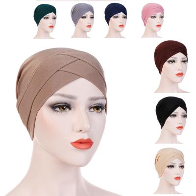 China Chiffon Lace Bottom Modal Elastic Hat Tied Muslim Hijab Scarf Chiffon Scarf Solid Color Hijab Rope Adjustable Head Veil Covers for sale