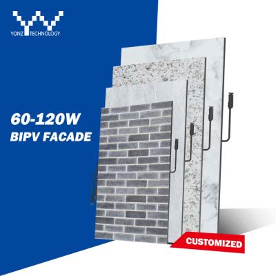 China BIPV Facade YONZ 80W 100W Bipv Solar Panel Glass Facade For Building Silicon Crystal Power Curtain Wall BIPV Solar Glass Facade for sale