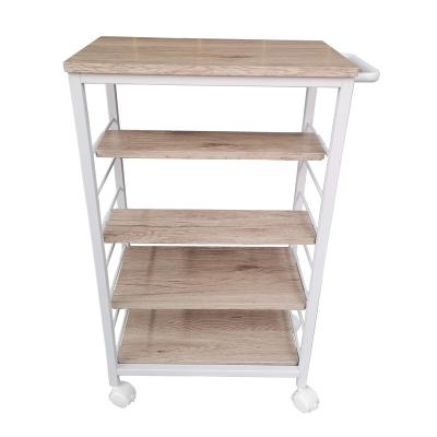 China Sustainable 5 Tier Rolling Cart Storage Utility Cart With Handle And Lockable Wheels For Office Kitchen for sale