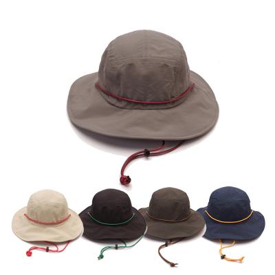 China Chin Strap Fisherman Men Waterproof Brim Bucket High Quality Nylon Wide Bucket Hat for sale