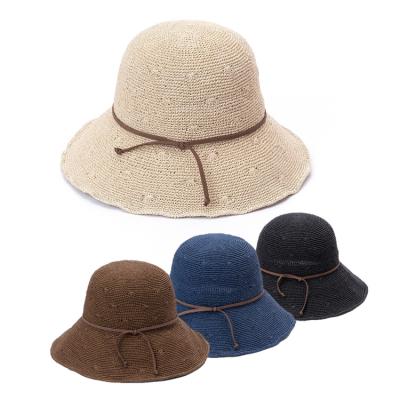 China Spring Summer Female Multi Color Foldable Straw Hat Sun-proof Crochet Character Spring Hat for sale