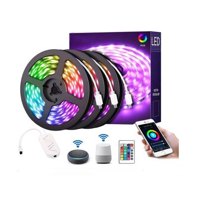 China LANDSCAPE smart wifi tuya app rgb led strip kit 10m 300leds cable led strip with smd5050 DC12V adapter for sale