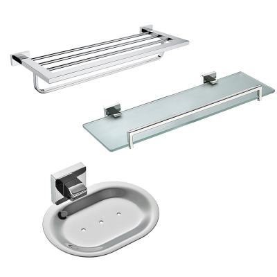 China Luxury Bathroom Hardware Parts Accessories Wall Mounted Shelf Stainless Steel Bathroom Accessories Sets for sale