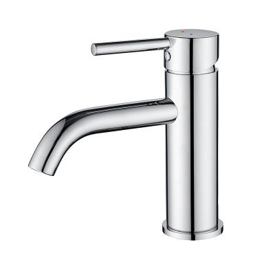 China Hot Sale Brass Metered Faucets Silver Commercial Sink Lavatory Taps Handle Faucet Deck Mounted Bathroom Faucets for sale