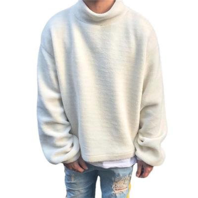 China 2021 casual simple white trend plush neck support autumn clothes loose collar sweater wholesale breathable tops for men for sale