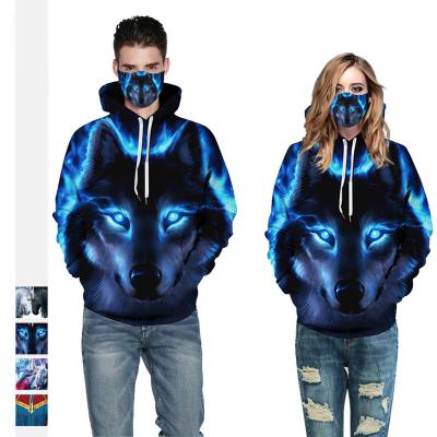 China Hot Selling Luminous Unicorn Breathable Wolf Digital 3d Printing Hoodied Sweater Lovers Baseball Uniform Hooded Sweatshirts for sale