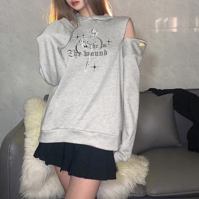 China New Arrival Breathable Hoodie Pullover Hollow Out Sweatshirt Women's Casual Clothing Middle Long Sleeve Printed Hooded Long Sleeve Sweater for sale