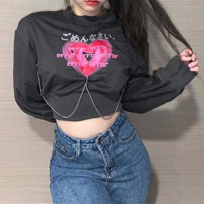 China 2022 Lady Fashion Pullover Women Crewneck Sweater Custom Logo Long Sleeve Chain Sweatshirt Lady Fashion Print Breathable for sale