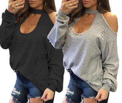 China 2022 Spring Hoody Breathable Solid Long Sleeve Hollow Out O Neck Top Women Pullover Casual Loose Ladies Stylish Sweatshirt for sale