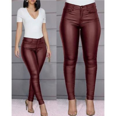 China latest autumn fall Anti-wrinkle fashion sexy bodycon fashion waterproof leather pants for women for sale