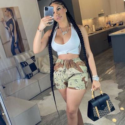 China New 2022 QUICK DRY High Waist Camouflage Shorts Womens Patchwork Print Summer Abbreviations Stretch High Waist Workout Biker Loose Shorts for sale