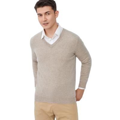 China Latest Anti-wrinkle fashion high quality 100% cashmere knitted sweater deep V neckline for man cashmere sweater for sale