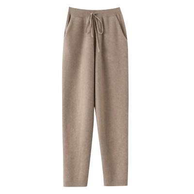 China Anti-wrinkle Women's Pants 35%Cashmere 65%Wool Autumn Winter Elastic Waist Pants for sale