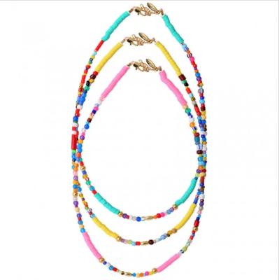 China FASHIONABLE Ethnic Women's Hot Selling Style Rainbow Pearl Rice Bead Chain Necklaces Handmade Jewelry for sale