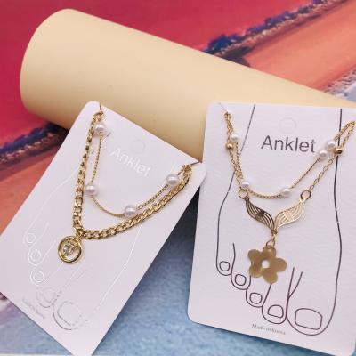 China Wholesale Custom Designer FASHIONABLE Mini Butterfly Pendant Beaded Anklet Foot Jewelry Anklets for sale