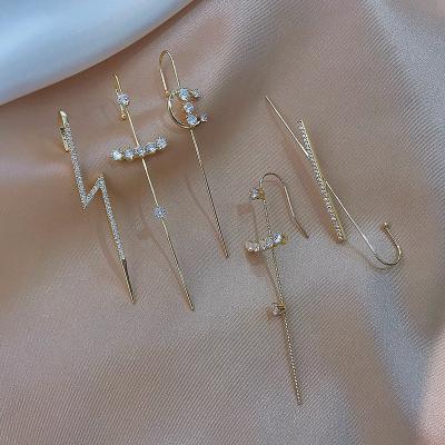 China Fashion Eco-friendly Luxury Bling Circle Earrings Ear Acupuncture Customized Long Needle for sale