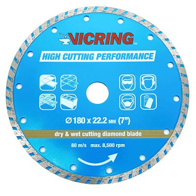 China VICRING 180mm Turbo Ceramic Blade Diamond Cutting Disc Diamond Cutter Diamond Saw for sale