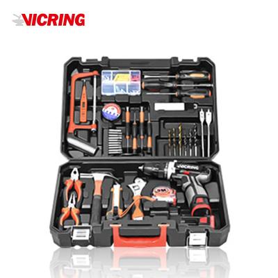 China VICRING Tools Full Hardware Repair Tools Kit Electric Cordless Drill Hand Combo Power Tools Set Cordless Tool Kit for sale