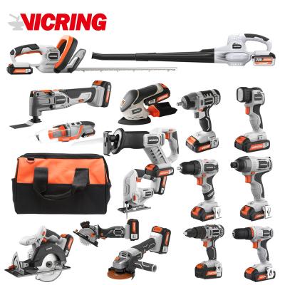 China VICRING 20Pcs Household Power Tools Factory Sale 20v Li-ion Battery Tool Kit Cordless Power Tool Repair for sale