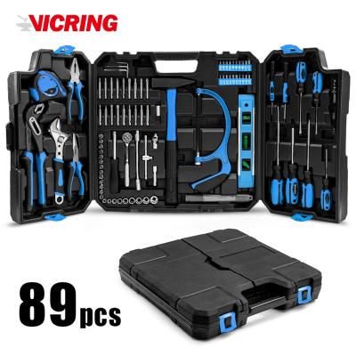 China VICRING 83 Pcs Home Use Tool Kits With Plastic Box Hand Mechanic Tools Combo Sets Household Tool Kits for sale