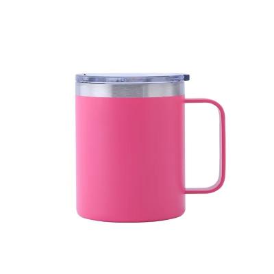 China Sustainable Double Wall Vacuum Insulated Reusable Tea With Handle 12oz Coffee Mug for sale