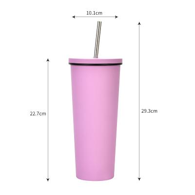 China Custom Logo Custom Stainless Steel Tumbler Wall Travel Thermo Disposable Insulated Double Coffee Mug With Straw for sale