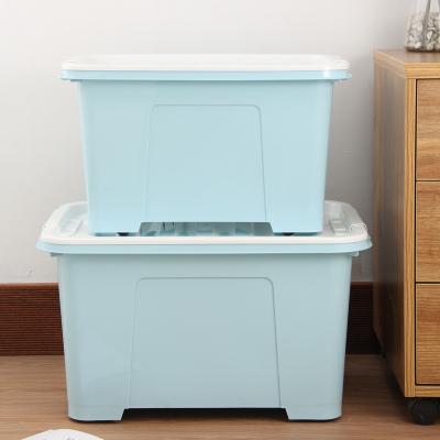 China Sustainable Blue Household Office Saving Place 30L-120L Plastic Storage Box With Lid for sale