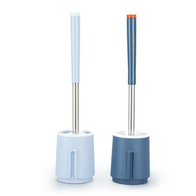 China Viable Wholesale Blue Silicone Toilet Reading Brush Bathroom Toilet Brush And Holder Set for sale