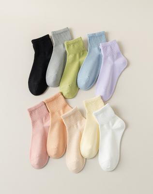 China Simple Medium Short Cotton Women's Agriculture Spring And Autumn Style Tube Solid Color Sports Socks for sale