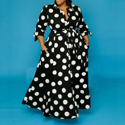 China PSD2169 Latest Viable High Quality Polka Dot Designer Womens One Piece Plus Size Dresses 4xl 5xl 6xl 7xl for sale