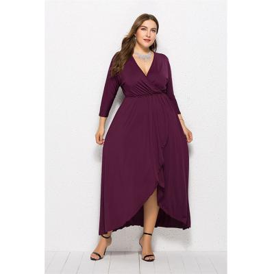 China PSD2079 V-Neckline Good Quality Anti-Static Cut Out Women Long Sheath Elegant Belted Club Midi Casual Dress Plus Size for sale