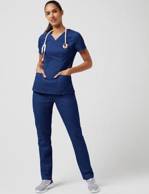 China New Style Low MOQ Hospital NU2062 Spandex Anti-Wrinkle Blue Jogger Plus Size Nurse Uniform Scrubs Sets for sale