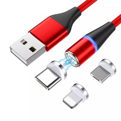 China Mobile Phone Wholesale Price USB Cable 3A Braid 8pin Data USB Cable 3 in 1 Magnetic USB Cable for sale