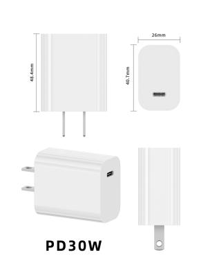 China Mobile Phone PD30W Fast Charger For Sports Equipment USA Single Left Super Fast Charging Head 20V1.5A QC3.0 for sale