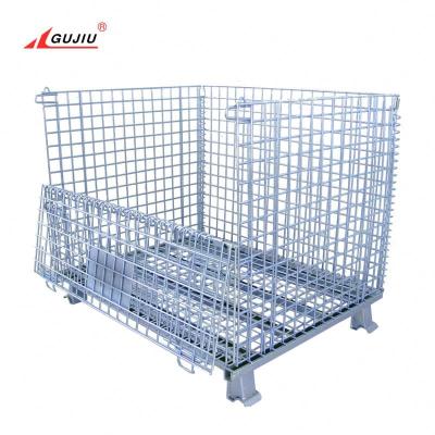 China Stackable High Quality Mesh Small Steel Cage Wire Cage Roll Logistics Warehouse Transport Box Industrial Metal Cage Storage Container for sale