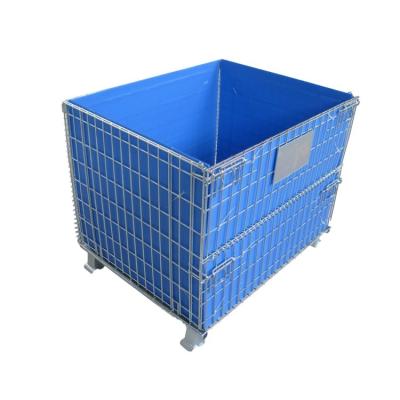 China Industrial Folding Pallet Metal Wire Container Storage Transport Cage for sale