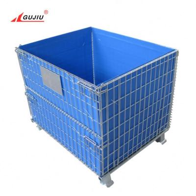 China Steel Wire Mesh Container With Pp Sheet Hollow Preform Warehouse Pet Logistics Transport Metal Storage Storage for sale