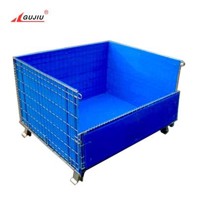 China Universal Durable Collapsible Metal Mesh Container Cargo Metal Stillages Logistics Transport Wire Covers PP Pallet Storage Cage For Sale for sale